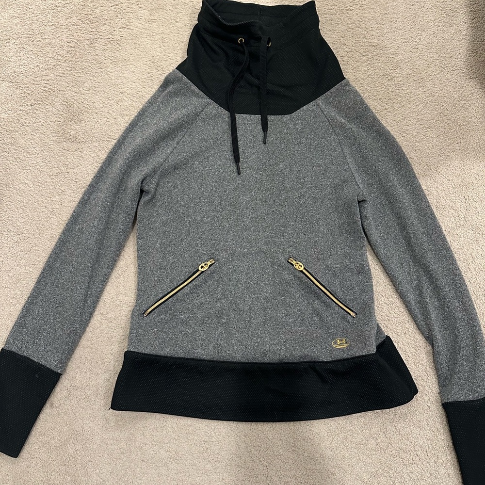 Under Armour Women's Gray and Black Cowl Neck Sweater